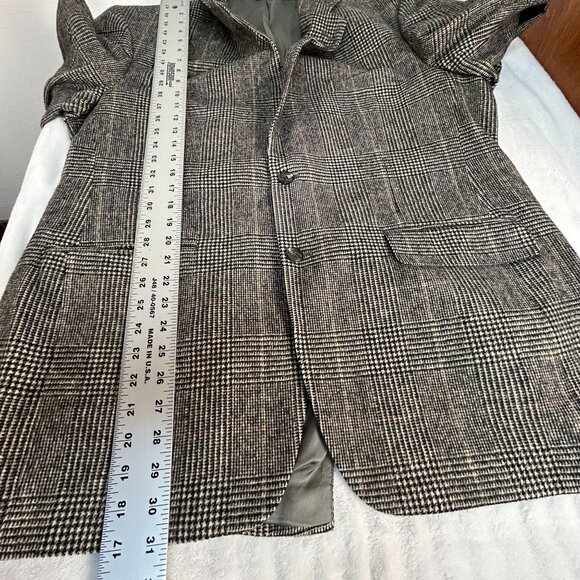 Lords Of London Patrick James Mens Plaid Two-Button Blazer 44R Camel Hair Gray - Picture 10 of 10